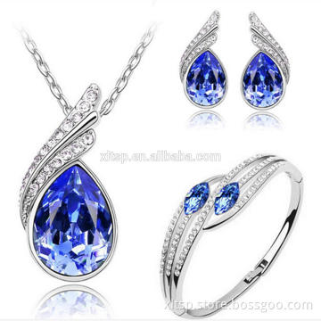 Africa popular jewelry set blue zircon stone Earring and necklace set